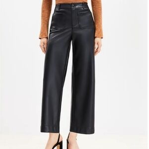 Palmer Wide Leg Crop Pant in Faux Leather